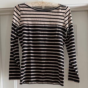 J. Crew Long Sleeve Top with Black and Tan Stripes